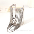 Silver Plated Metal Chain Tassel Cuff Personalized Bangles